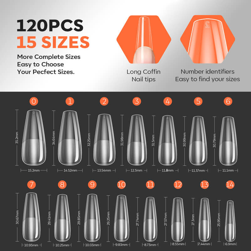 Long Coffin Apex Nail Tips - Image 6