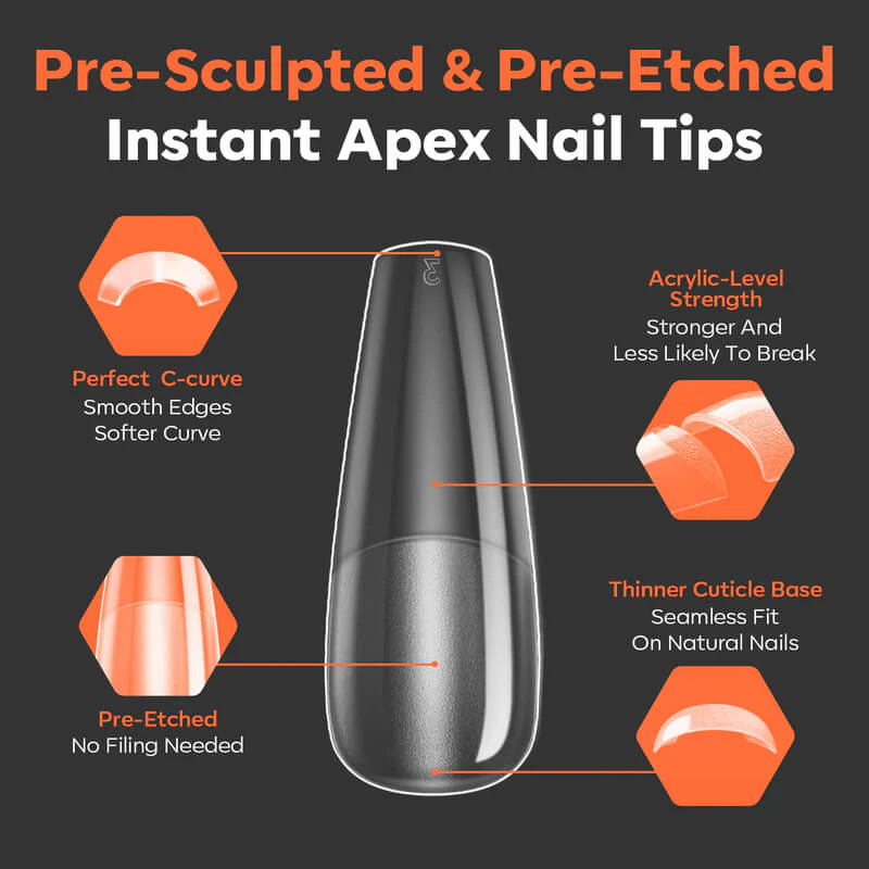 Long Coffin Apex Nail Tips - Image 7
