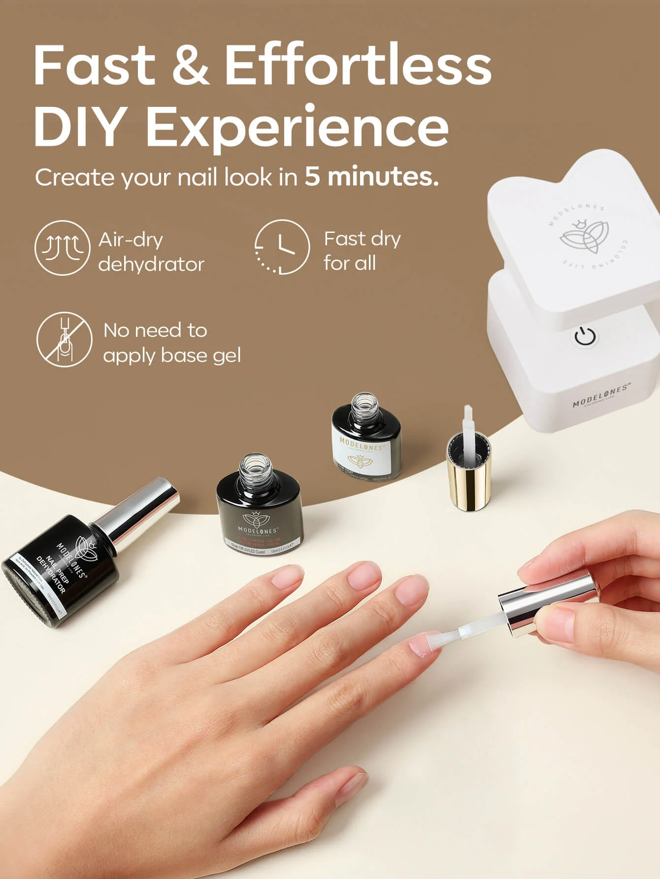 4-In-1 Nail Glue For Tips & Nail Prep Dehydrator & Top Coat 15ml - Image 3