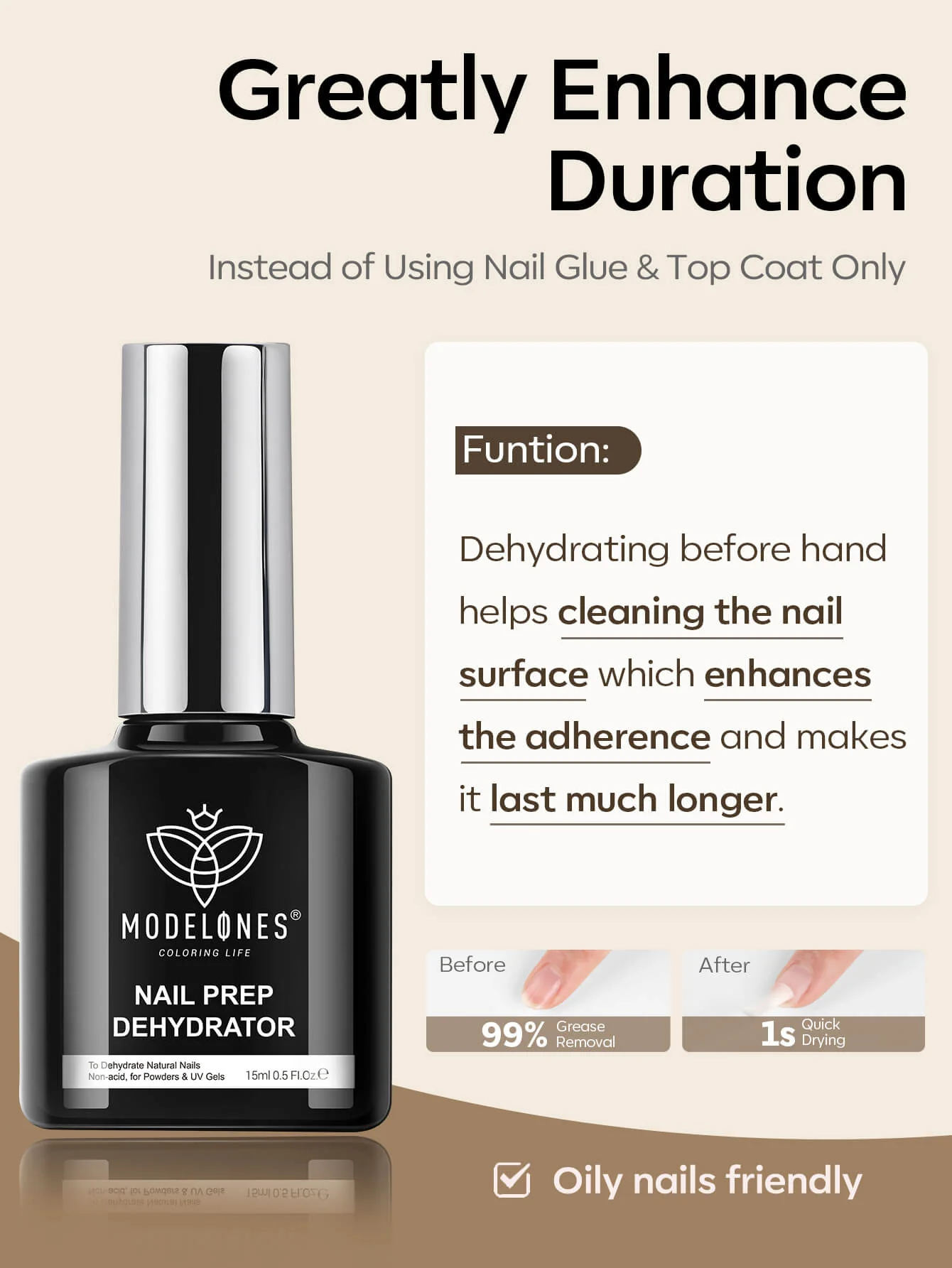 4-In-1 Nail Glue For Tips & Nail Prep Dehydrator & Top Coat 15ml - Image 5
