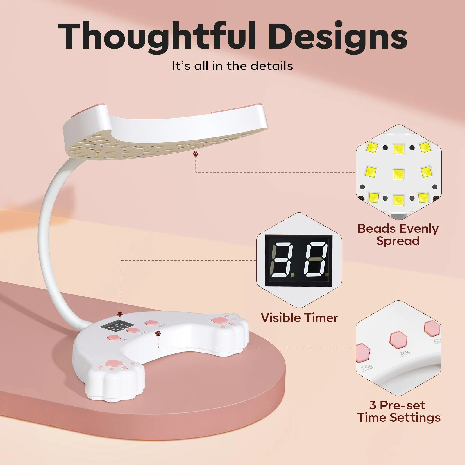 48W UV Gooseneck LED Smeow Nail Lamp - Image 3