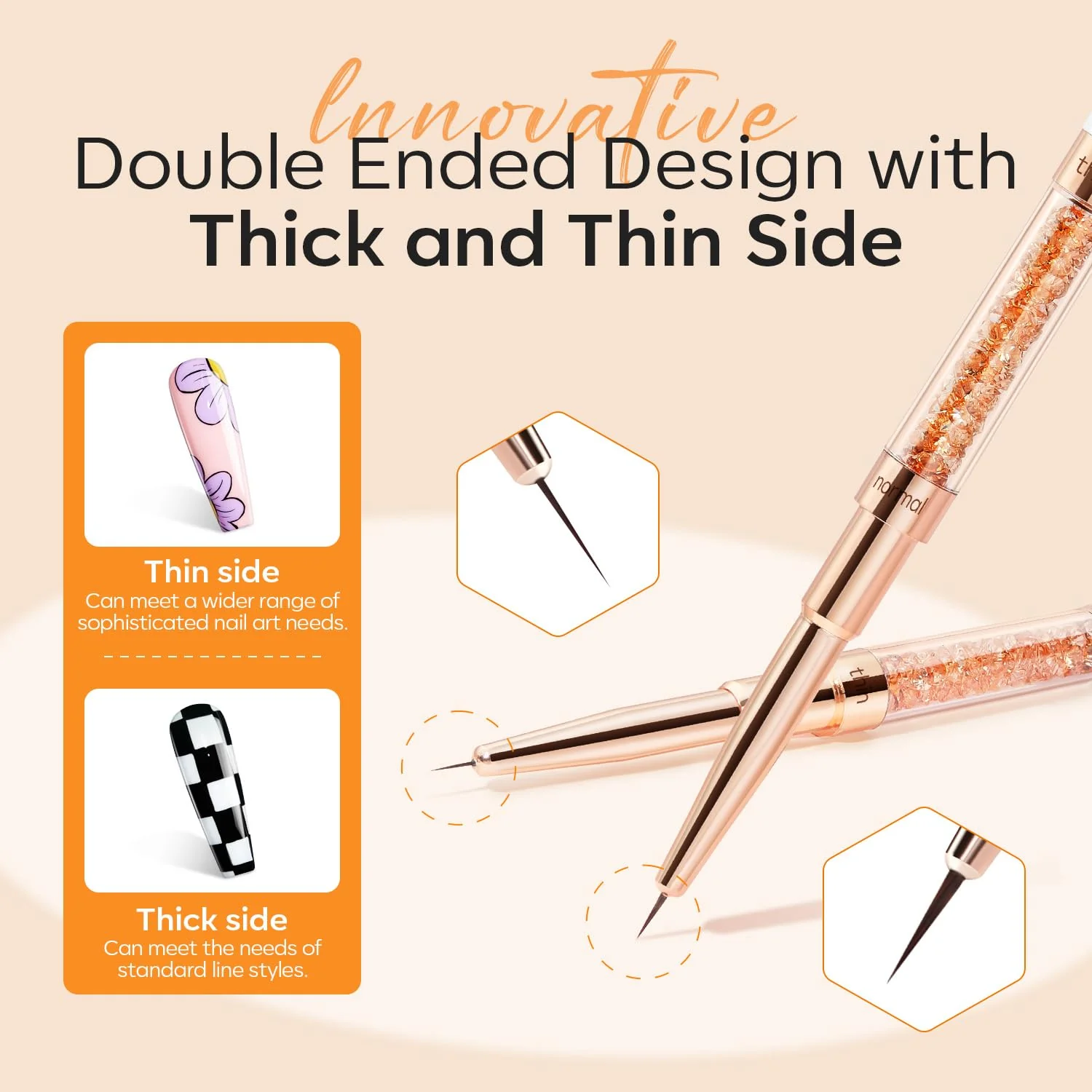 4Pcs Double-Ended Nail Art Liner Brush 7/11/15/20mm - Image 4