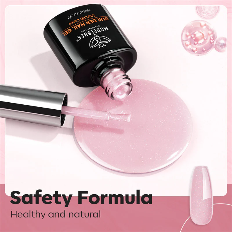 Nude Pink Glitter Builder Gel 15ml - Image 5