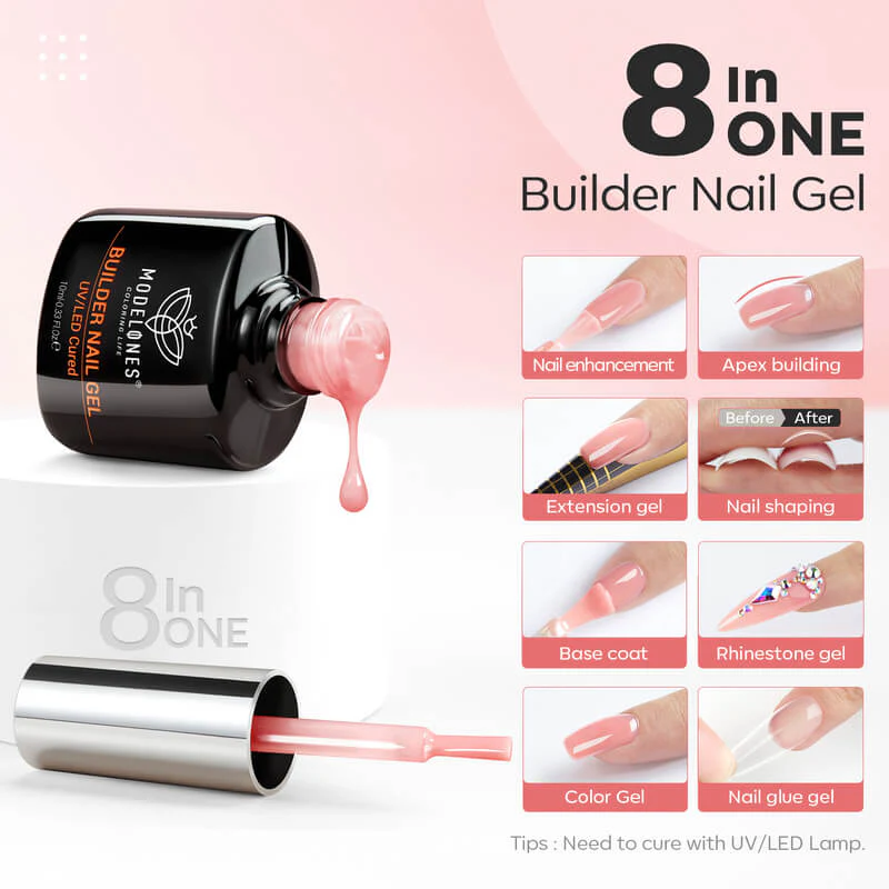8-In-1 Rose Pink Builder Gel & Nail Dehydrator & Primer Set - Image 2