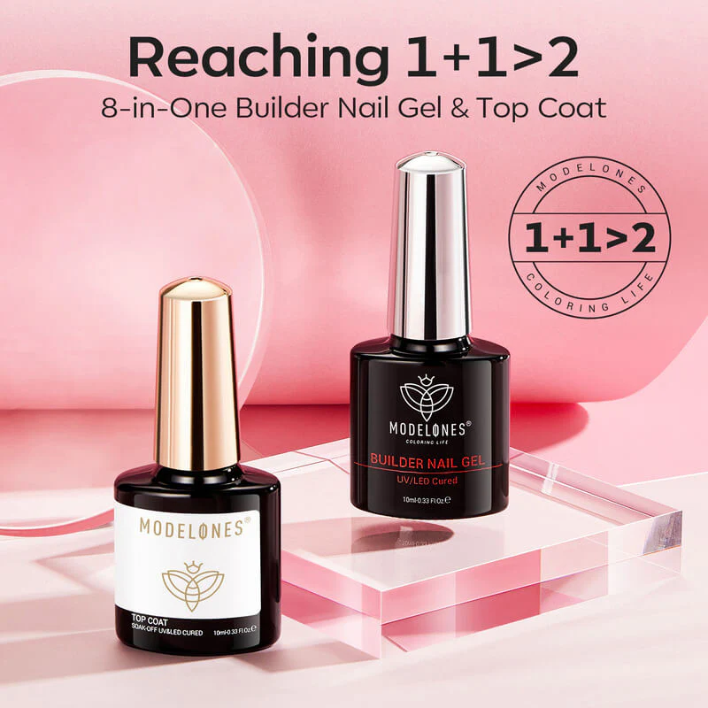 8 in 1 Nude Pink Builder Gel & Top Coat Set - Image 3