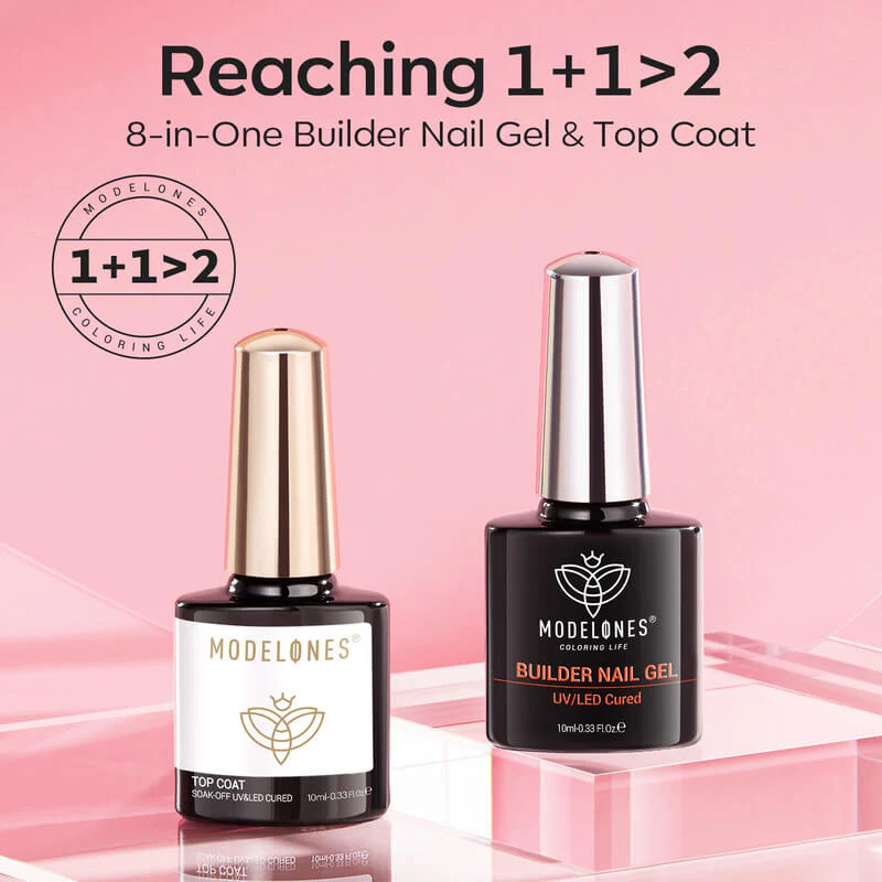 8 in 1 Rose Pink Builder Gel & Top Coat Set - Image 3