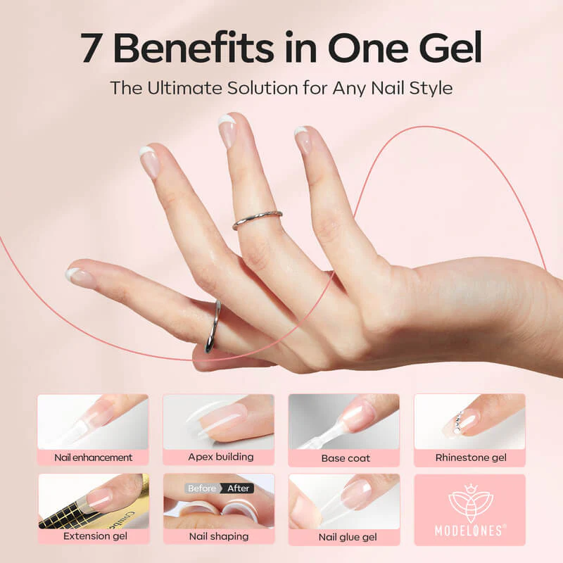 8 in 1 Rose Pink Builder Gel & Top Coat Set - Image 5