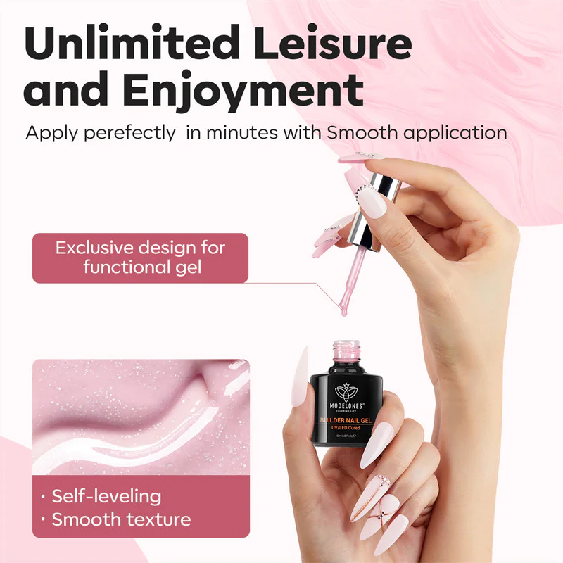 Nude Pink Glitter Builder Gel 15ml - Image 6