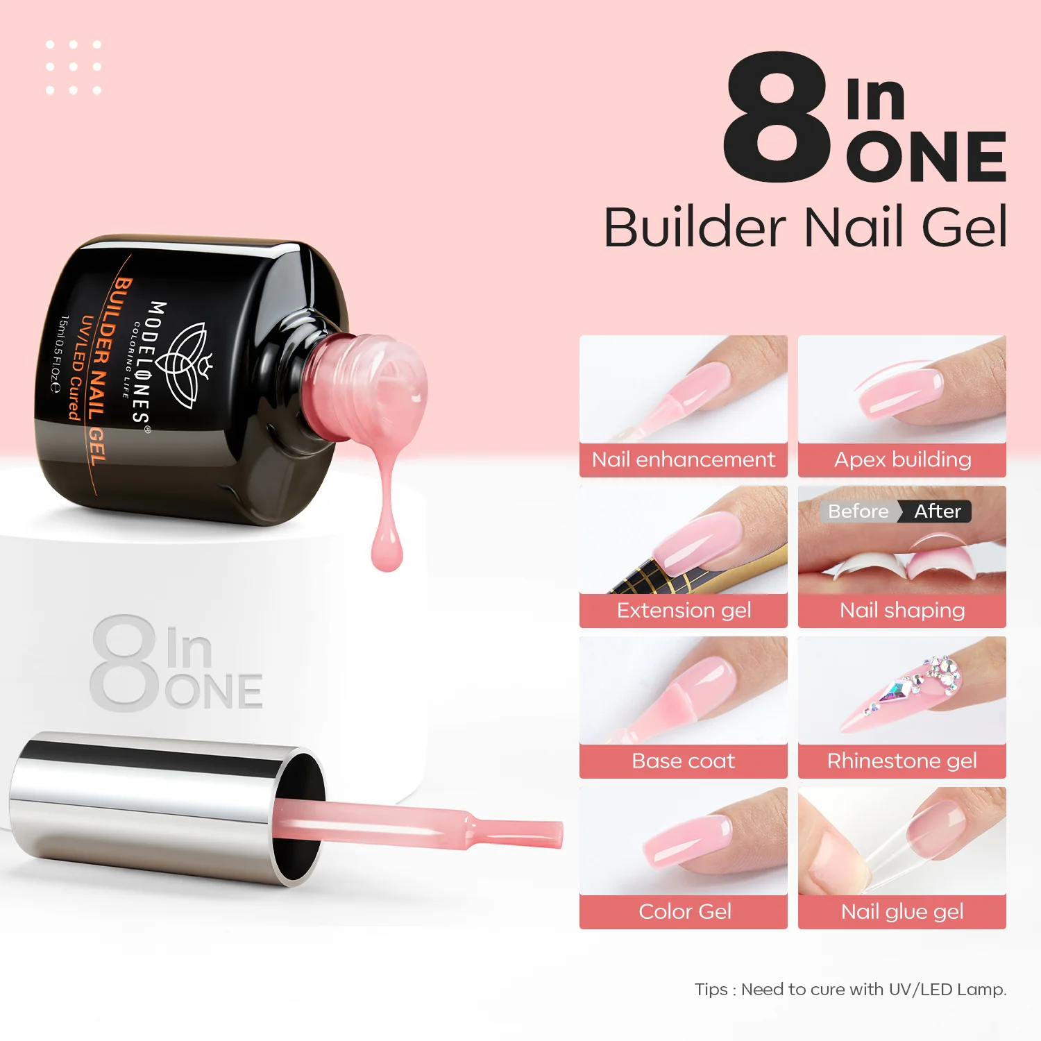 Rose Blush Builder Gel 15ml - Image 3