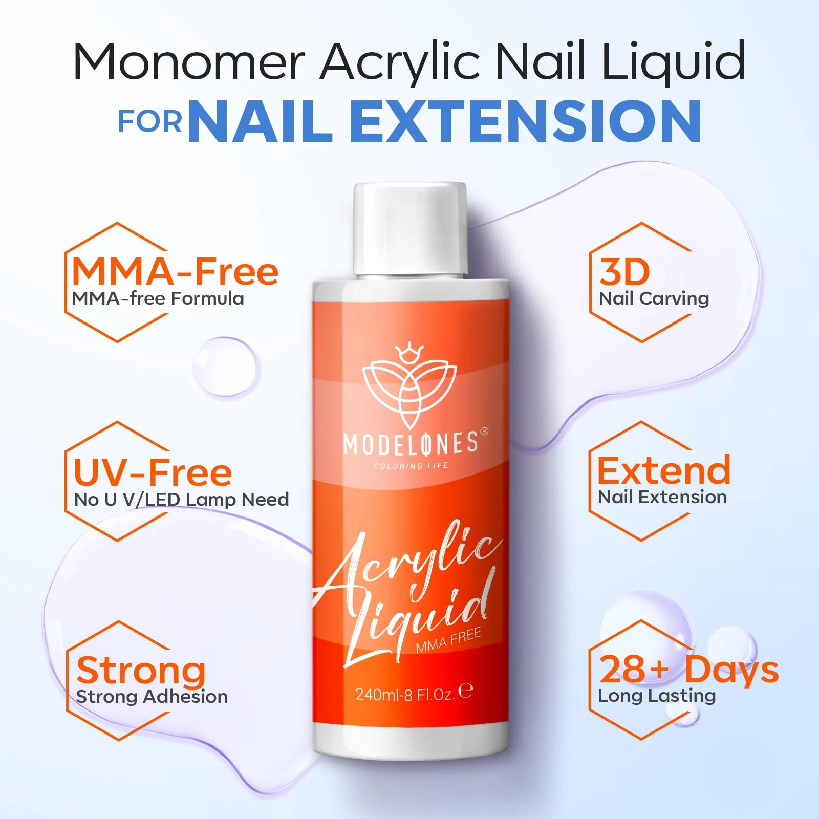 Acrylic Nail Liquid Monomer 240ml (MMA FREE) - Image 2