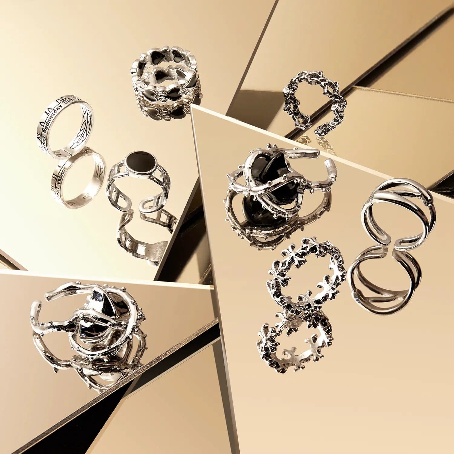 2Pcs Vintage Silver Knuckle Rings Set - Image 9