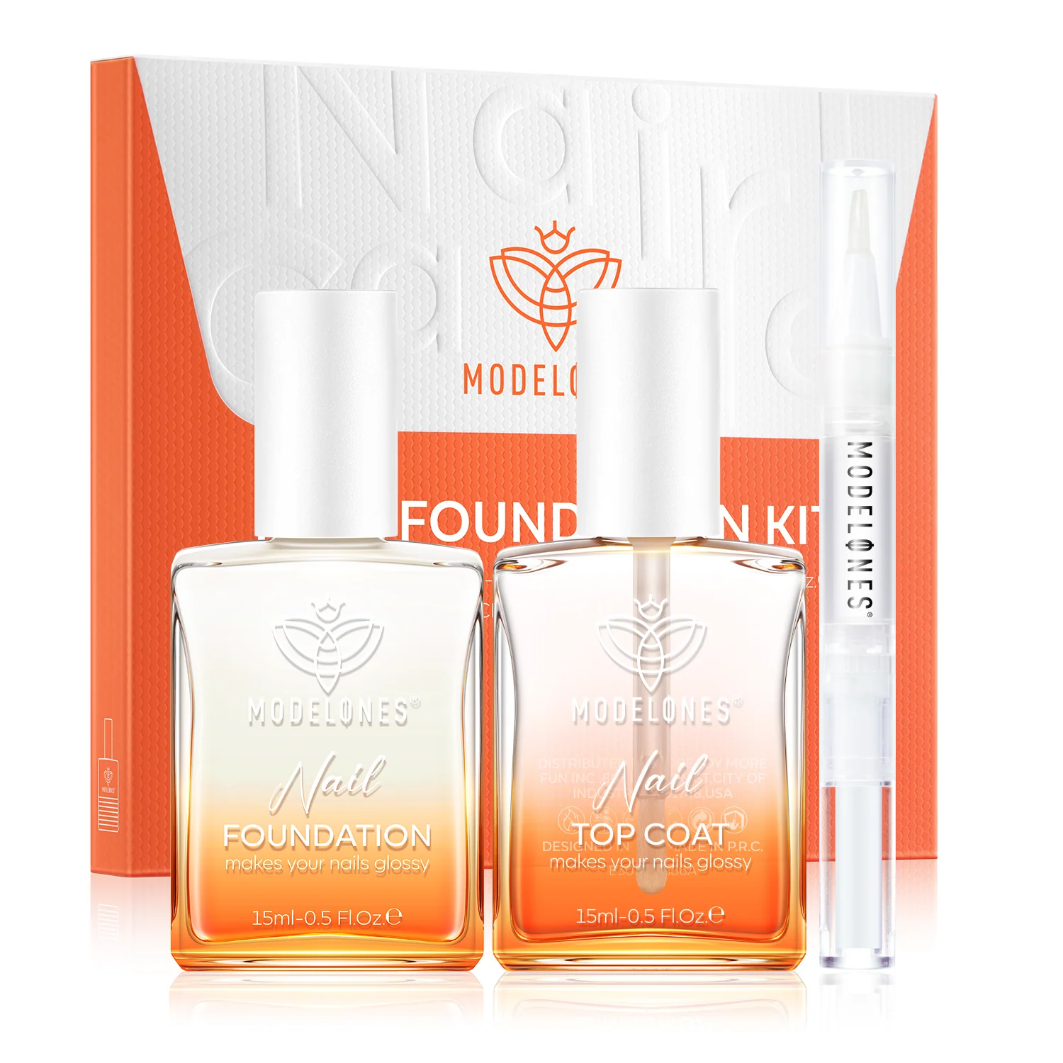 Nail Foundation with Top Coat & Cuticle Oil - Pearl White