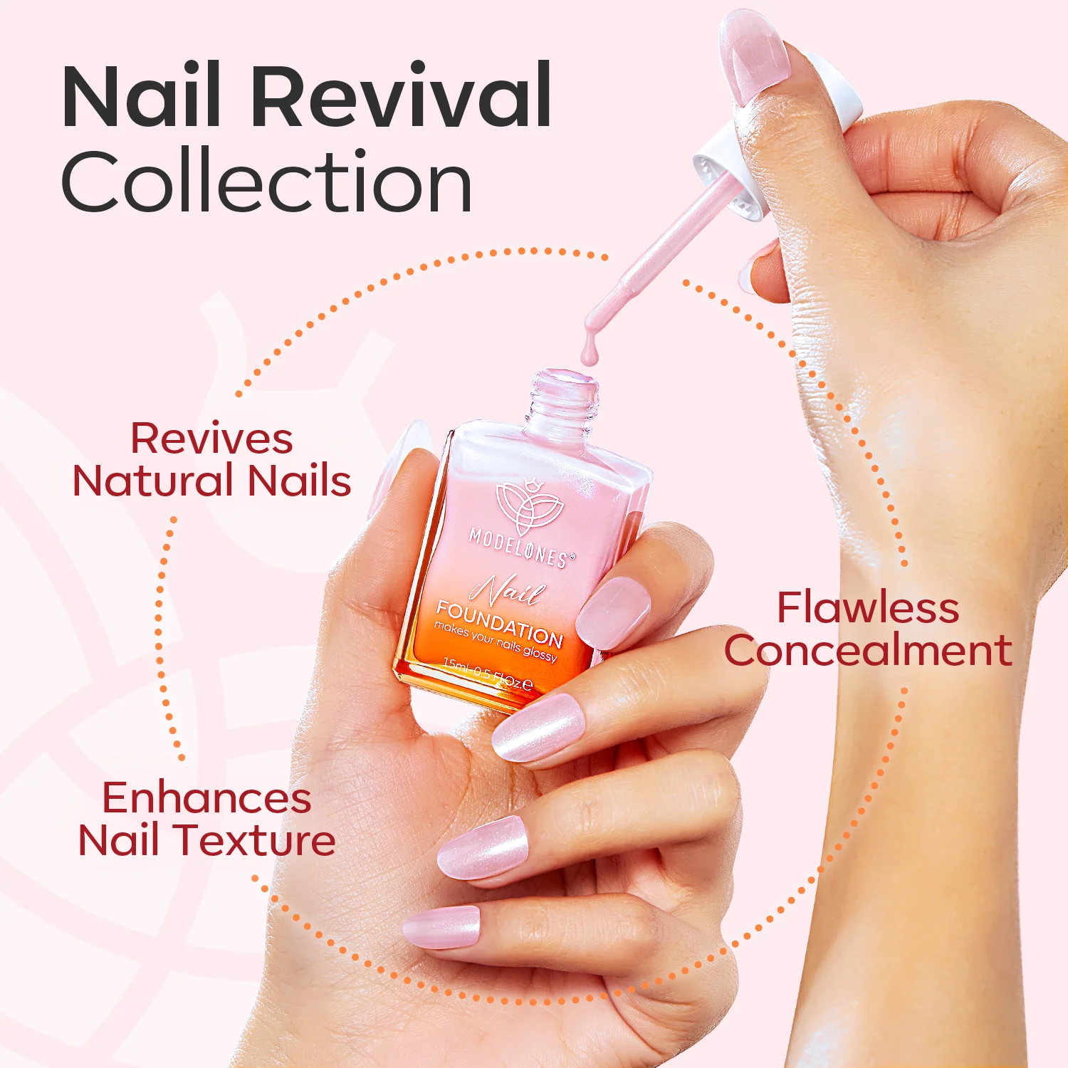 Nail Foundation with Top Coat & Cuticle Oil - Sparkle Pink - Image 4