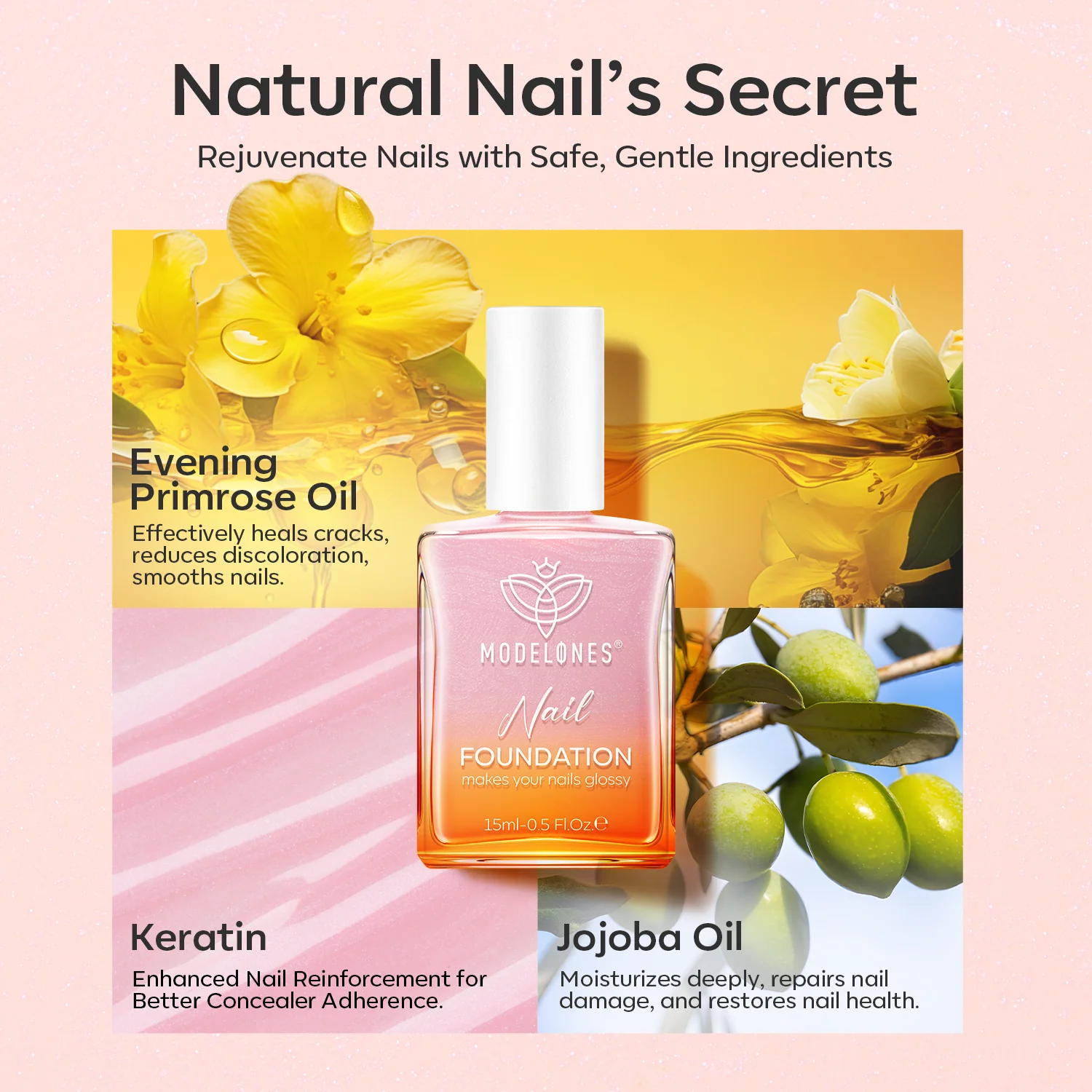 Nail Foundation with Top Coat & Cuticle Oil - Sparkle Pink - Image 6