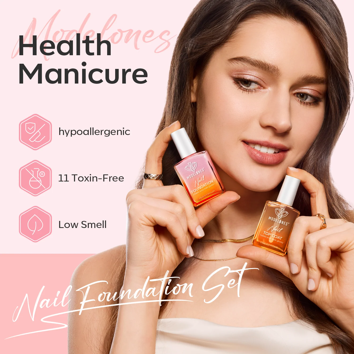 Nail Foundation with Top Coat & Cuticle Oil - Sparkle Pink - Image 8