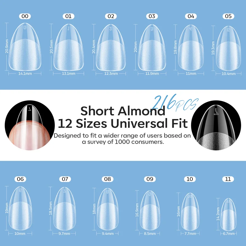Semi-Forest Short Almond Nail Tips Kit - Image 2