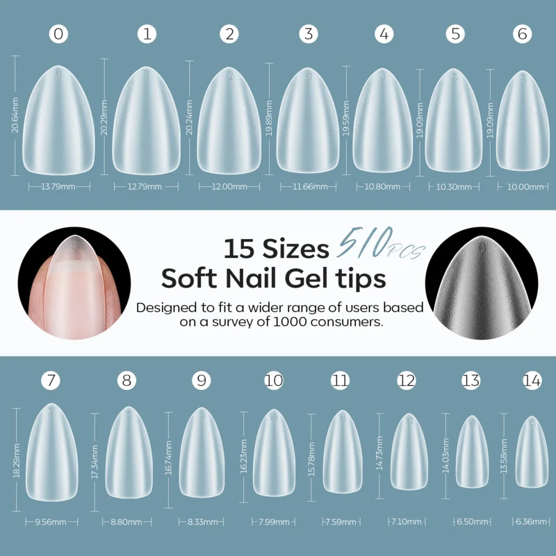 Short Almond - Frosted Nail Tips - Image 6