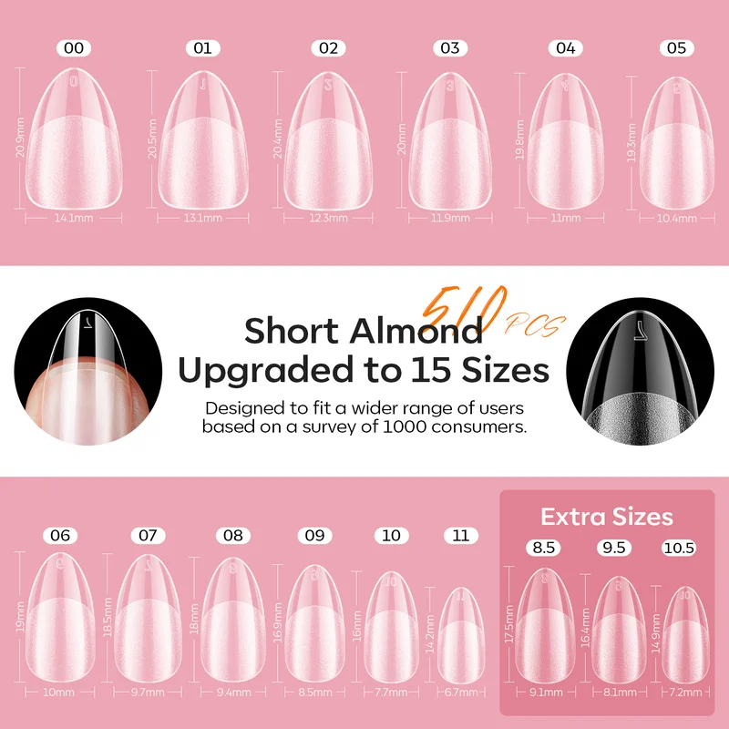 Short Almond Nail Tips Kit - Image 4